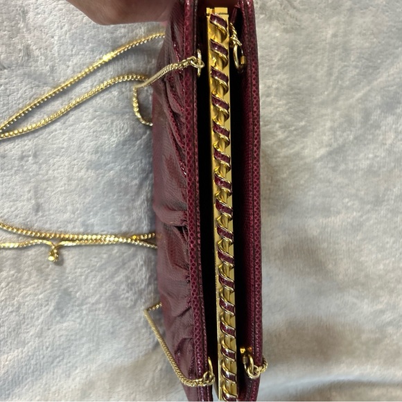 Judith Leiber Lizard Skin Purse with Gold Toned Hardware - Picture 8 of 14